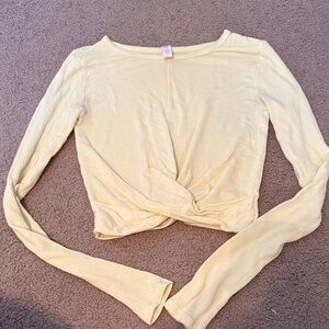ALO Yoga Pale Yellow Twist-Front Long Sleeve Top